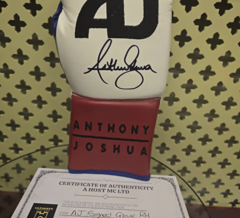 ANTHONY JOSHUA HAND SIGNED GLOVE, FULL COA